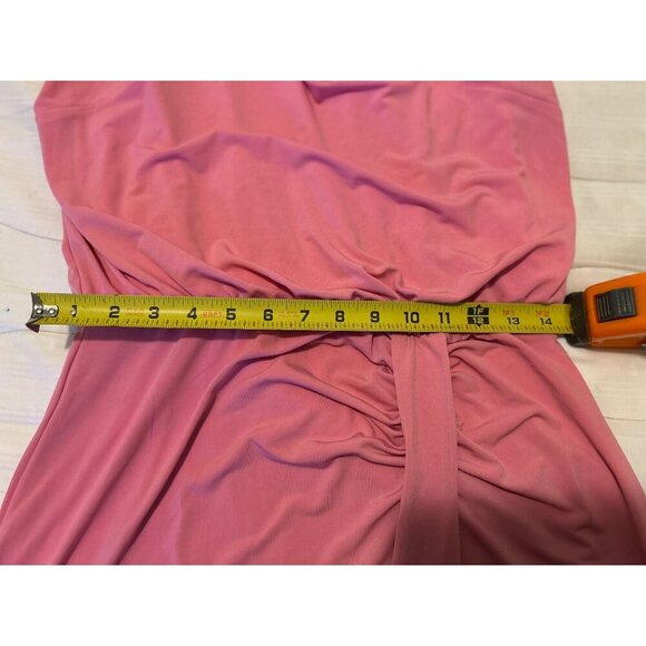 Womens Pink Sleeveless Maxi Dress With Ruched Waist And Side Slit - Size M - Picture 11 of 12